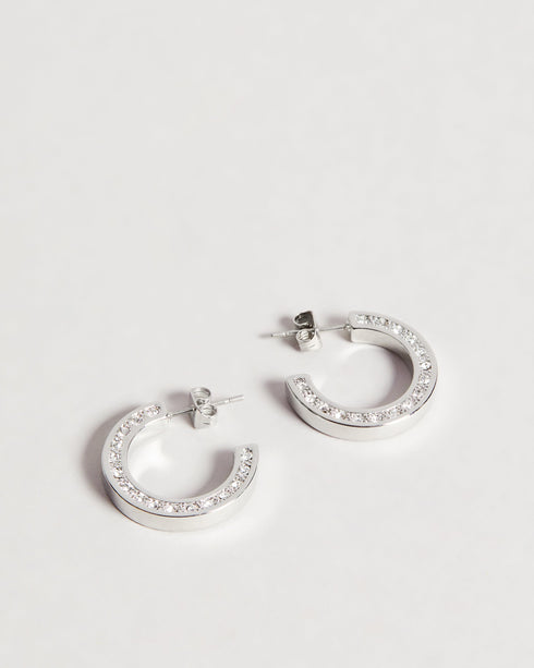SENATTA-Jewellery-Bring The Glamour With Senatta. These Elevated Hoop Earrings Are Embellished With Crystals And Ted Baker Branding For A'party-ready Look.Earrings Cannot Be Returned. Ted Baker accessories collection Hoop earrings Inlaid crystal detail Stud fixture One size Ted Baker-branded- Ted Baker Romania